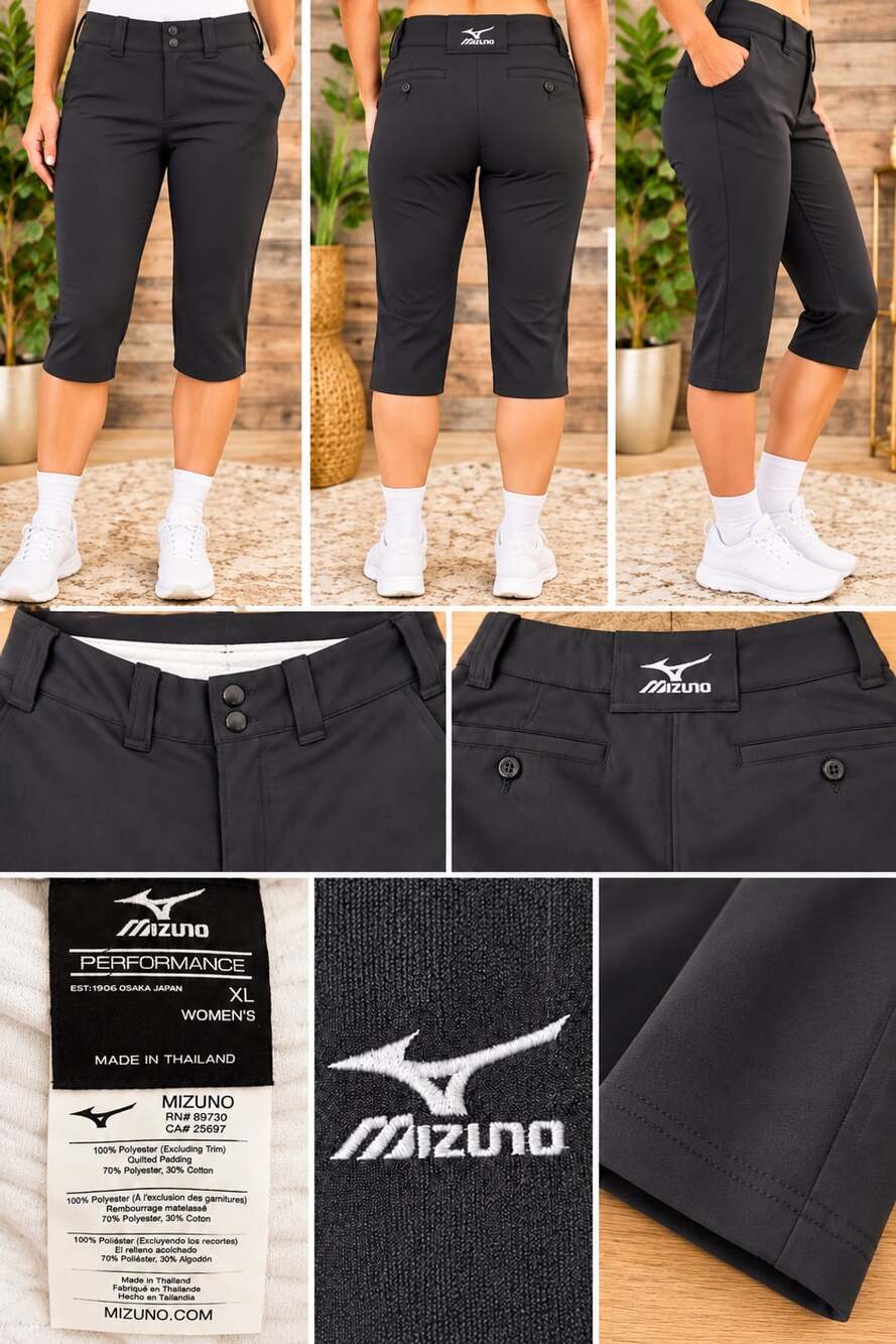 Mizuno Performance Softball Pants Size XL Black Baseball Knicker Capri